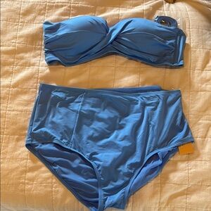 Kona Sol Blue Strapless Bikini Set